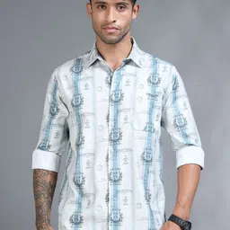 RIGS AND RAGS Men Classic Striped Printed Spread Collar Long Sleeves Casual Shirt-image-47