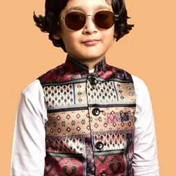 PRINTCULTR Boys Printed Satin Nehru Jackets image 2