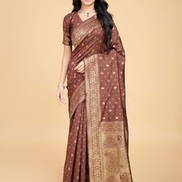 RICH & ROMAN Woven Design Zari Pure Silk Banarasi Saree-picture-16