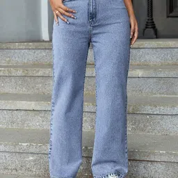 DressBerry Women Comfort Straight Fit High-Rise Light Fade Acid Wash Stretchable Jeans-image-87