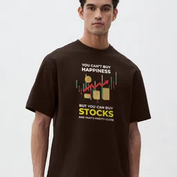 MaverIQ Typography Printed Round Neck Cotton Oversized T-shirt image 1