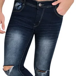 LINARIA Men Classic Slim Fit Slash Knee Heavy Fade Jeans image 3