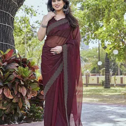 Lookmark Embellished Beads and Stones Tissue Heavy Work Saree-picture-14