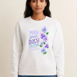 Anikmart Women Typography Printed Round Neck Organic Cotton Pullover Sweatshirt-picture-35