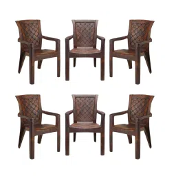 Maharaja Arm Rest Plastic Chair 200 Kg Bearing Capacity Teakwood, Dabang201_Teakwood-PK6 (Set of 6)-picture-13