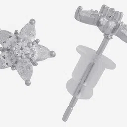 Kushal's Fashion Jewellery 92.5 Sterling Silver Rhodium-Plated Stars Shaped Studs Earrings image 3