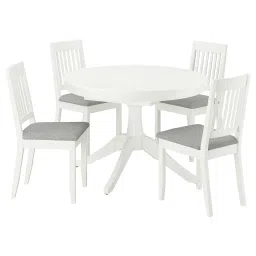 rosentorp / näsinge Table and 4 chairs, white/Tibbleby beige-grey white, 110/155 cm-image-1