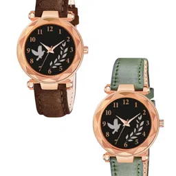 Miss Perfect Women Set Of 2 Printed Dial & Leather Straps Analogue Watch QE182-picture-36