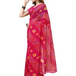 GHAN SALS Bandhani Print Mysore Silk Saree with Unstitched Blouse Piece image 5