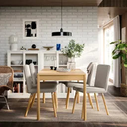 ikea tonstad / tonstad Table and 4 chairs, oak veneer/Fridtuna light beige oak effect, 150x80 cm image 3
