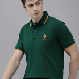 U.S. Polo Assn. Pure Cotton Solid Polo Collar Slim Fit Casual T-shirt-picture-58