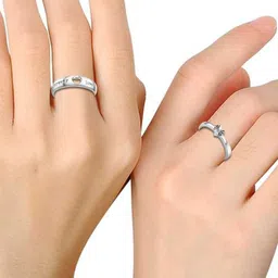 MEENAZ Set Of 2 Silver-Plated & AD-Studded Heart Couple Finger Ring image 5