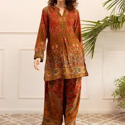 DIVASTRI Women Ethnic Motifs Printed A-Line Kurta with Palazzo-picture-11