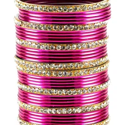 Vidhya Kangan Set Of 32 Gold-Plated Stone-Studded Bangles image 3