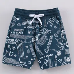 Doreme Knee Length Cotton Shorts Text Print - Navy Blue-picture-36