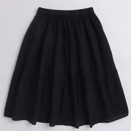 Aww Hunnie 100% Cotton Solid Tiered Skirt - Black-image-5
