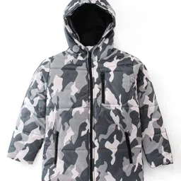 Pine Kids Woven Full Sleeves Padded Hooded Jacket Camouflage Print - Multicolour-picture-19