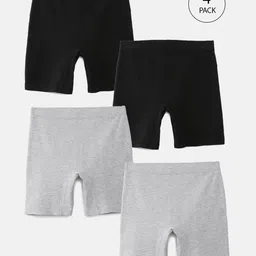 Mackly Pack Of 4 Cotton Elastane Solid Inner Shorts - Black & Grey-picture-23