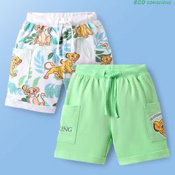 Babyoye Disney 100% Cotton Knee Length Shorts With Lion King Graphics & Pocket Detailing Pack Of 2 - Light Green & White.-picture-25