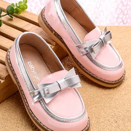 Babyoye Slip On Formal & Party Wear Shoes With Bow Applique - Pink-image-73