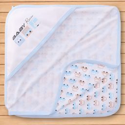 Pink Rabbit Interlock Knit Hooded Towel with Car Print L 81 x B 81 cm - Light Blue-picture-35