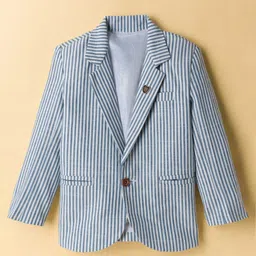 Rikidoos Full Sleeves Striped Blazer - Blue & White-picture-19