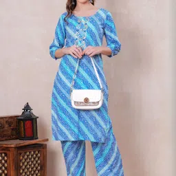 Jyoti Lehriya Printed Thread Work Pure Cotton Kurta With Palazzos-picture-26