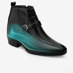 Bxxy Men 9 Cm Hidden Height Increasing Block-Heeled Buckle And Zip Party Boot image 3