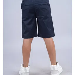 Kiddopanti Cotton Lycra Solid Shorts - Dark Navy image 3