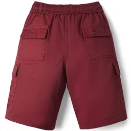 Pine Kids Cotton Elastane Woven Above Knee Length Solid Color Shorts - Red image 2