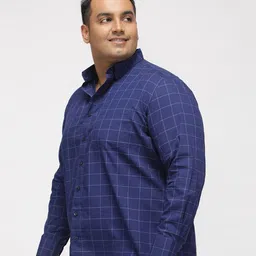 Big Hello - The Plus Life Plus Size Windowpane Checked Long Sleeves Cotton Shirt image 4