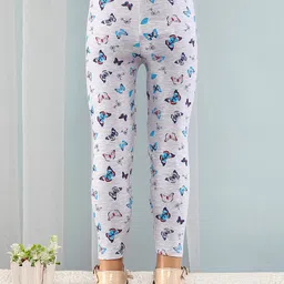 Babyhug Cotton Lycra Full Length Butterfly Printed Leggings - Grey image 3