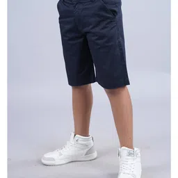 Kiddopanti Cotton Lycra Solid Shorts - Dark Navy image 4