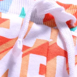 Babyhug Terry Knit Full Length Lounge Pant With Text Print - Orange & Blue image 3