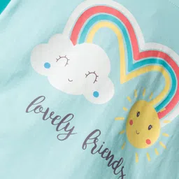 Tango Single Jersey Knit Full Sleeves T-Shirt With Rainbow Graphic - Sea Green image 3