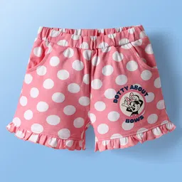 babyoye Disney Terry Knit Knee Length Shorts with Minnie Mouse Print Pack of 2 - Pink & White image 4