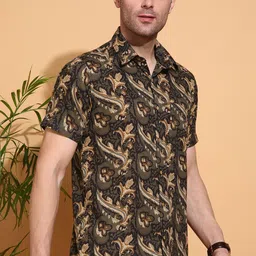 FUBAR Men Slim Fit Ethnic Motifs Printed Spread Collar Cotton Casual Shirt image 3