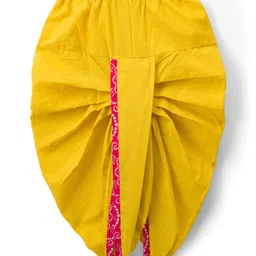 teentaare TEENTAAARE Cotton Woven Full Sleeves Kurta Dhoti Set With Bandhani Print - Pink & Yellow image 5