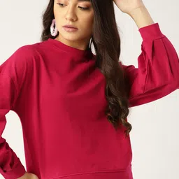DressBerry Women Red Solid Sweatshirt-picture-38
