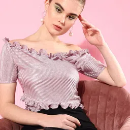 Athena Elrgant Lavender Shimmer Woven Metallic Top image 1