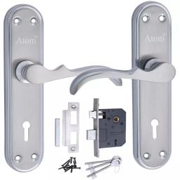 Atom Iron Silver Door Handle Lock Set, MH-IR-MERCURY-KY-CPMATT-picture-26
