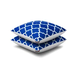 SEJ by Nisha Gupta Blue & White Set of 2 16'' x 16'' Square Cushion Covers image 2