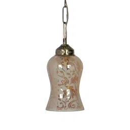 Fos Lighting Luster Etched Glass & Cast Brass Antique Ceiling Hanging Light - No1-SamaMahak-HL1 image 3
