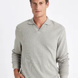 DeFacto Men Self Design Shirt Collar Sweatshirt image 4