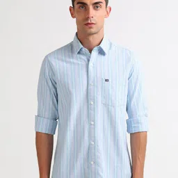 Arrow Sport Men Slim Fit Vertical Striped Spread Collar Pure Cotton Casual Shirt image 5