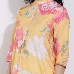 HERE&NOW Floral Printed Mandarin Collar A-Line Kurti image 3