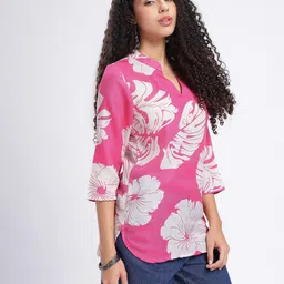 Anouk Rustic Floral Printed Mandarin Collar Straight Kurti image 3