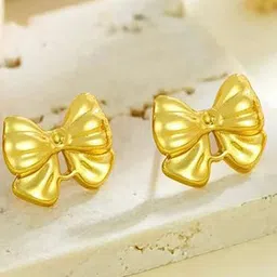DressBerry Stainless Steel 18K Gold-Plated Bow Shaped Studs-image-80