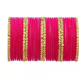 Shasmi Magenta Glass Artificial Stones Bangle-picture-45