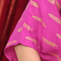 Aramya Ethnic Motifs Printed Keyhole Neck Empire Kaftan Kurta With Skirt image 4